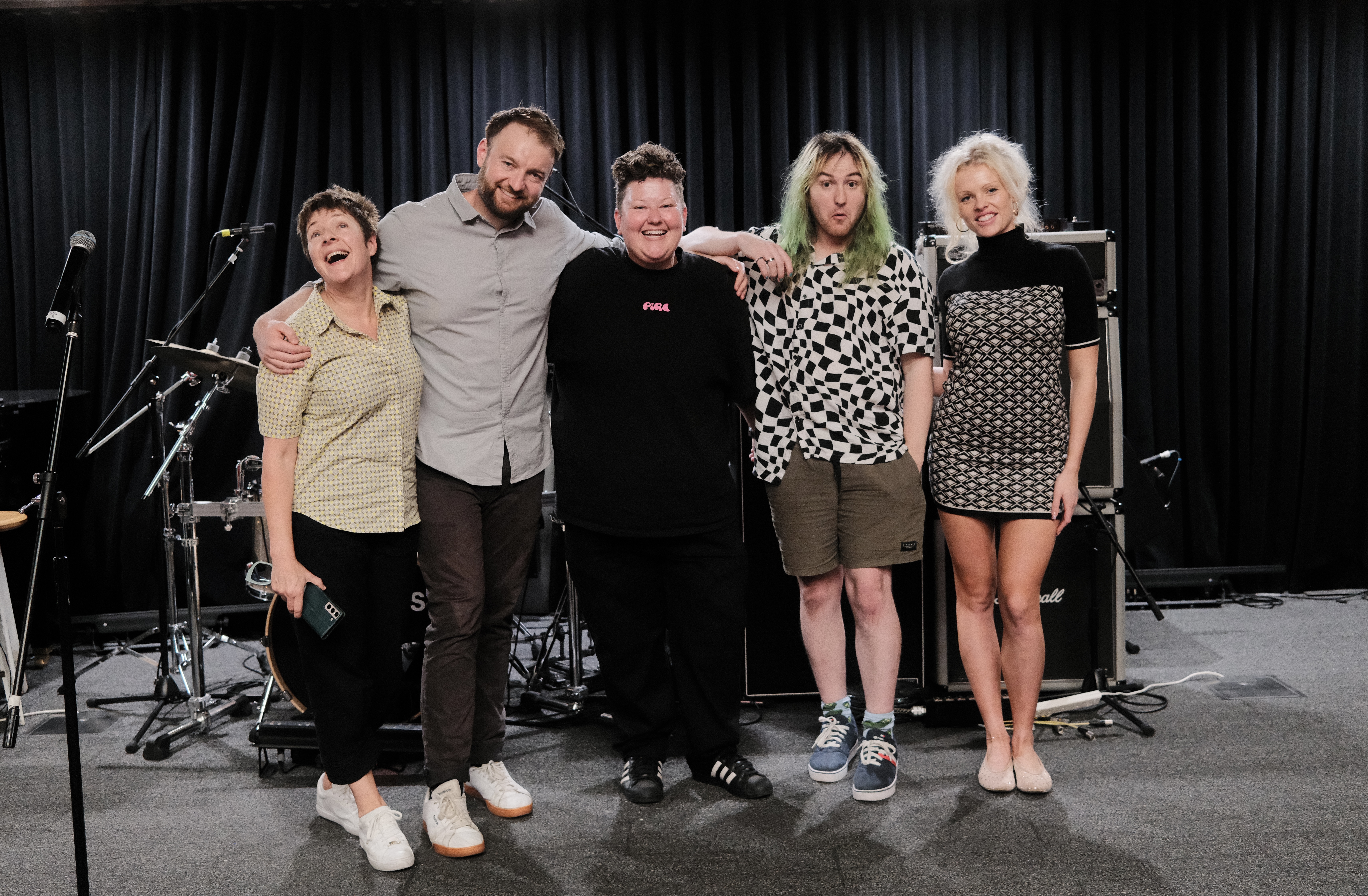 Collarts Comedy students and Program Leader Andrea with famous comedian Kristy Webeck